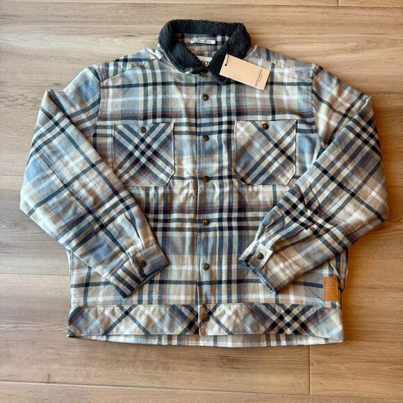 NWT Scotch & Soda Men’s Flannel Eisenhower Jacket Large Tan Multicolor - Picture 3 of 6